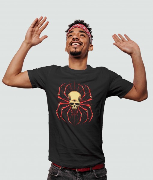 Мъжка тениска с щампа Готика Red spider skull - TShirtArtShop.com